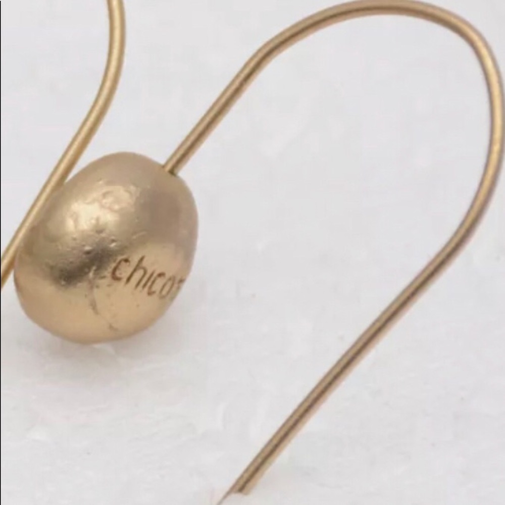 chico's matte gold round brilliant crystal drop dangle minimalist earrings - Picture 4 of 5